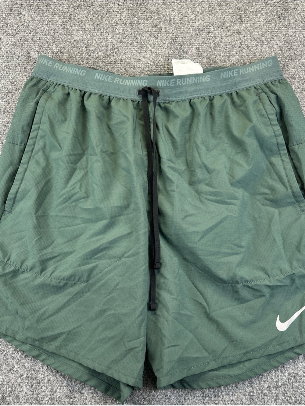 Nike Running women’s small shorts green built in briefs drawstring